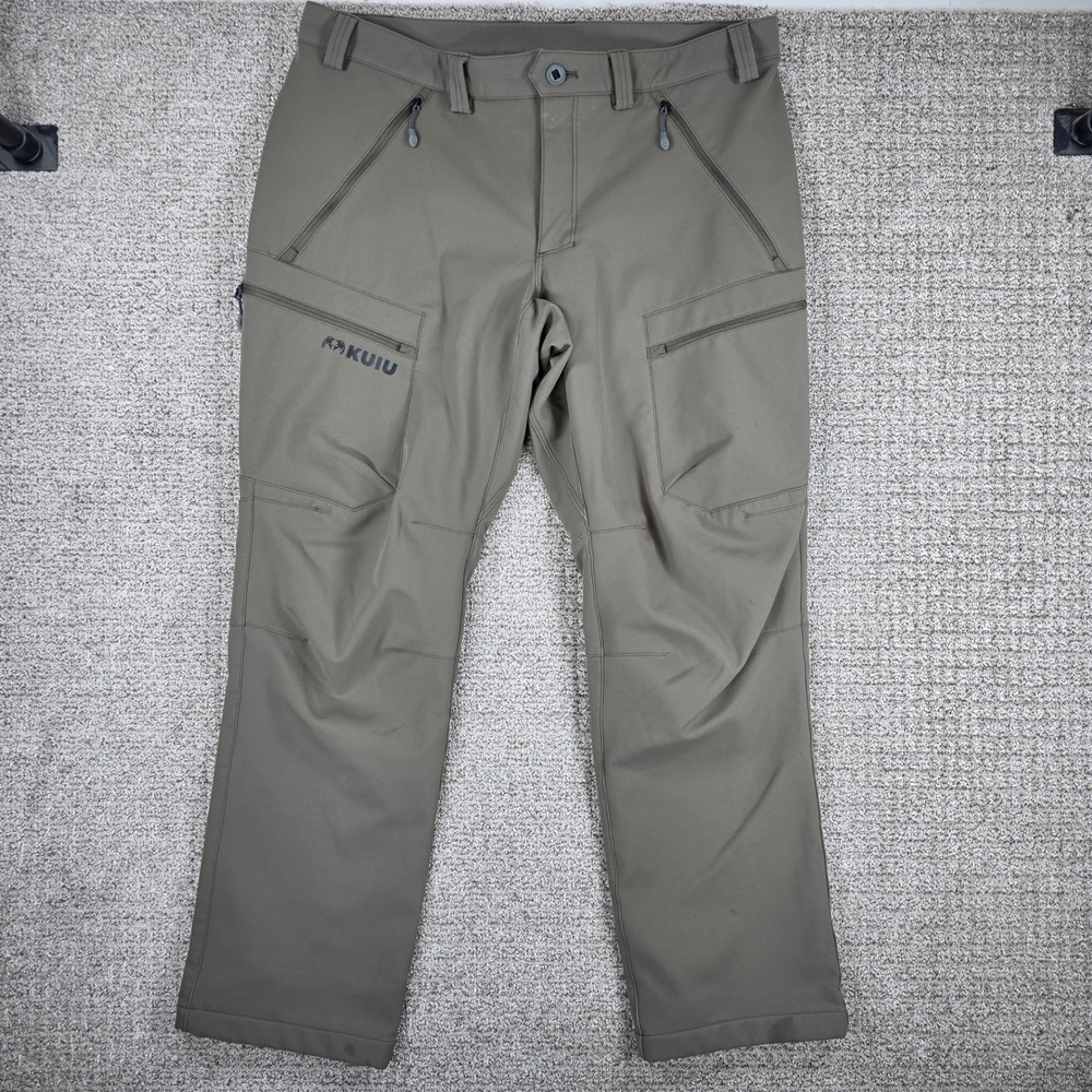 KUIU Guide Pants Mens 40x33 Brown Hunting Hiking Softshell Outdoor Cargo Fleece
